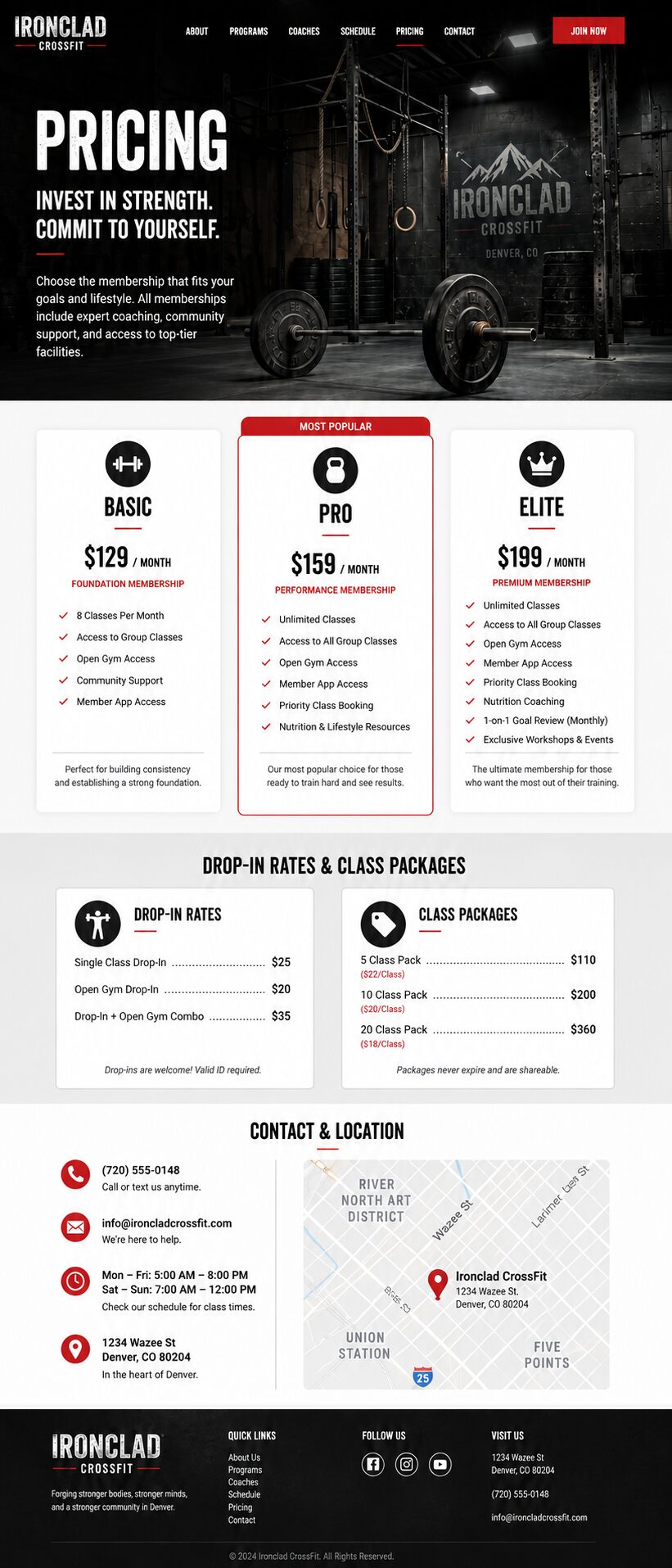 Pricing design mockup