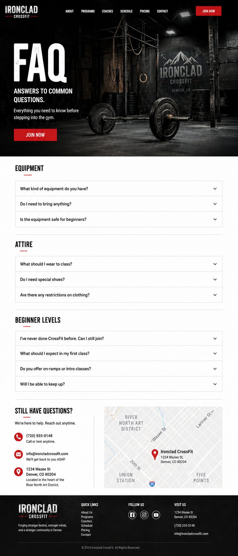 FAQ design mockup