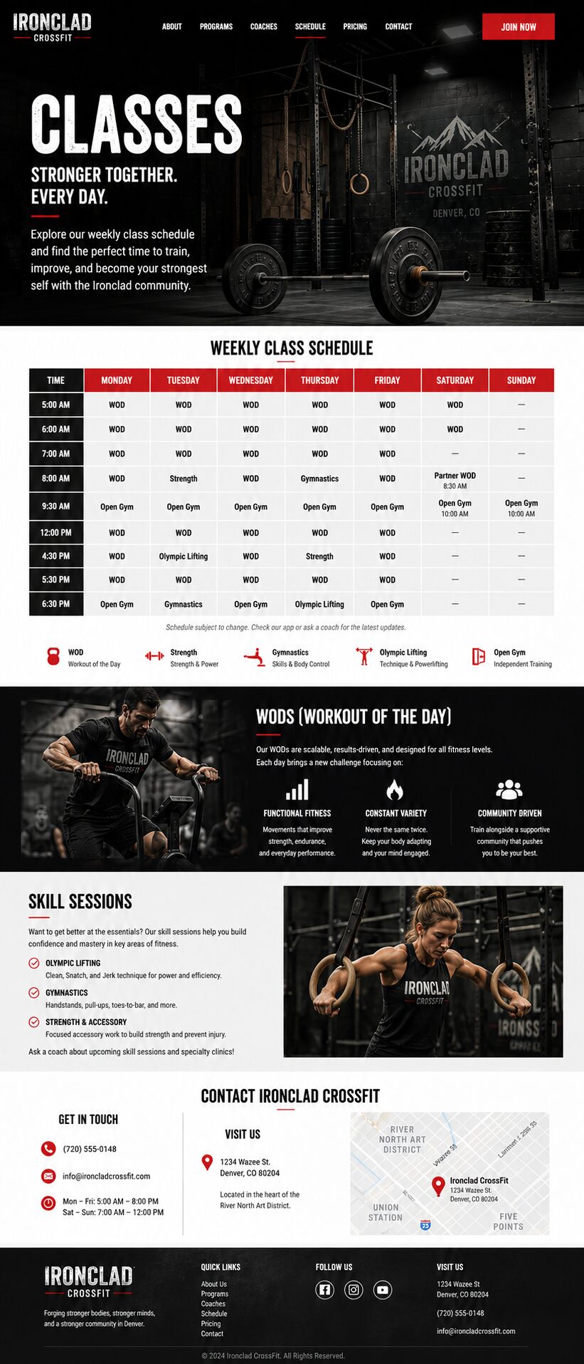 Classes design mockup