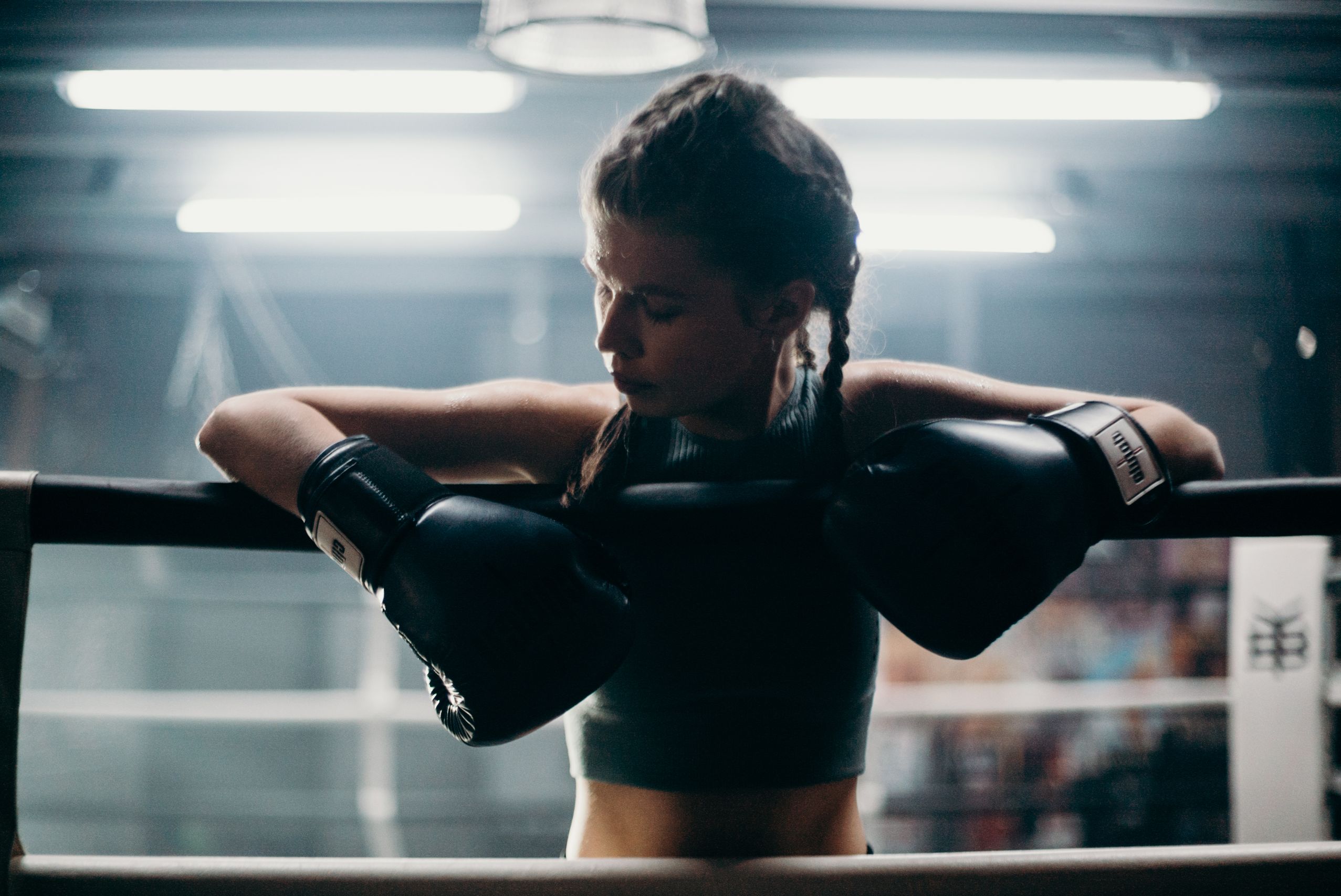 Woman on gym rings